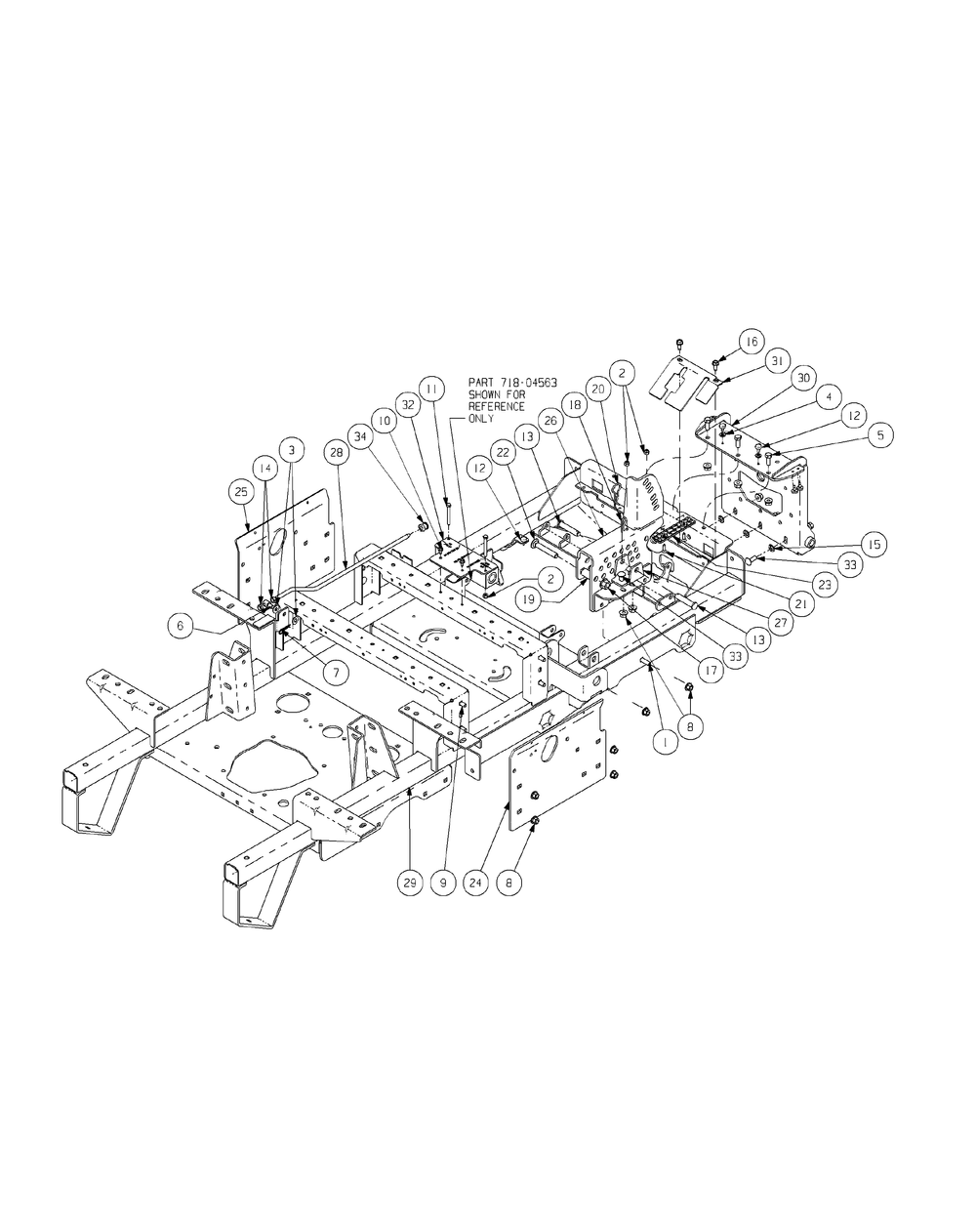 Frame Assembly Diagram and Parts List for S7237-KW 53AI8DU8050-37HP Cub Cadet Lawn Tractor